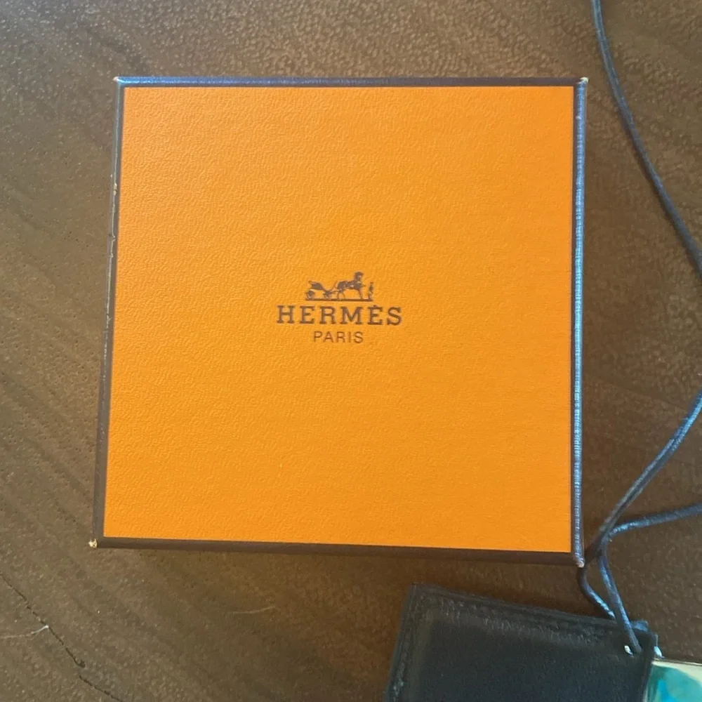 Hermes 16” Leather and Silver Choker Necklace with Box/ like NEW - Picture 2 of 7